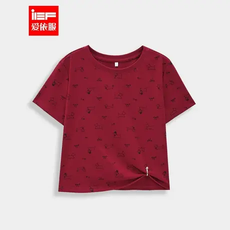 IEF/爱依服短袖上衣2025夏季新款韩版时尚小众印花休闲百搭T恤女图片