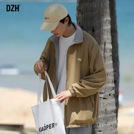 男士摇粒绒双面穿外套男春秋潮牌宽松男装2023新款飞行员夹克上衣商品大图