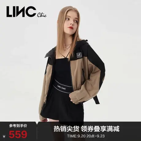 LINCCHIC金羽杰外套女2023新款街头运动风短款夹克外套S231JK215Y商品大图