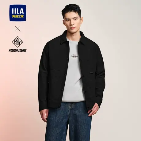 【衬衫领】HLA海澜之家POWER YOUNG夹克24秋新刺绣黑色休闲外套男商品大图
