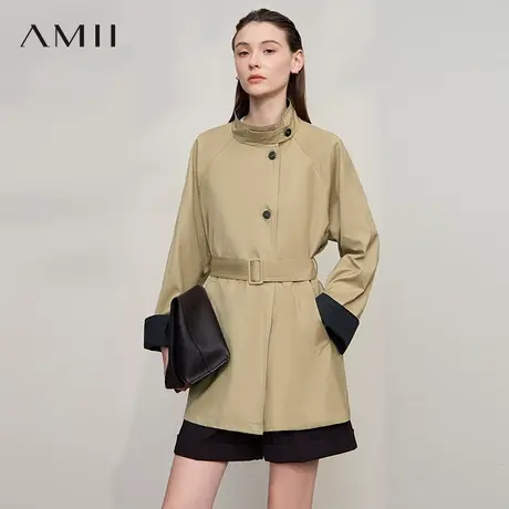 Amii【极简英伦风】25秋极简风法式优雅绑带风衣外套女高级感风衣商品大图