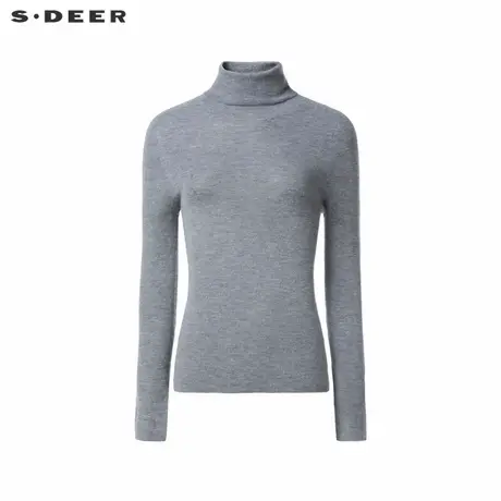 sdeer圣迪奥冬季女装罗纹高领打底山羊绒修身针织衫S24483522商品大图