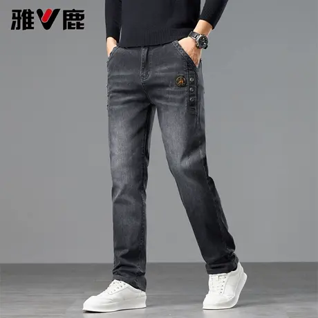 雅鹿宽松舒适潮男牛仔长裤男 2026男青年港风潮牌耐磨舒适长裤男图片