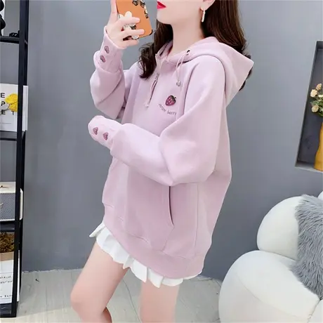 设计感半拉链软糯连帽卫衣女秋季2023年新款宽松洋气减龄百搭上衣商品大图