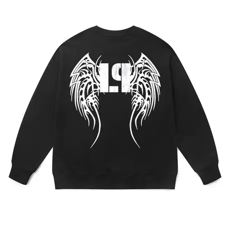 涂鸦羽翼黑色卫衣林肯公园linkpark男春秋季美式高街重磅嘻哈纯棉商品大图