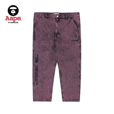 Aape旗舰店男装春夏猿颜字母刺绣街头潮流牛仔长裤6833XXI商品大图