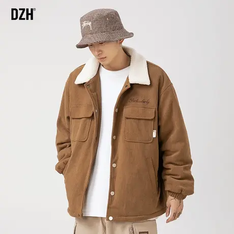 男士灯芯绒外套男冬季加厚潮牌男装2023新款加绒夹克男款茄克上衣商品大图