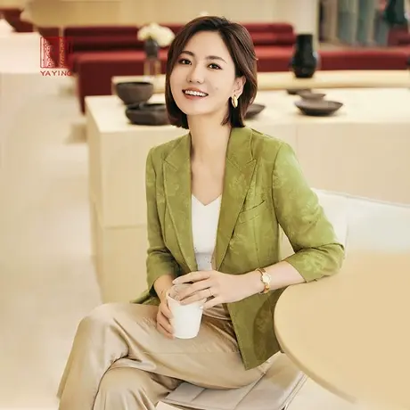 EP雅莹高端系列 国风真丝驳领收腰一粒扣西装外套 新款1107A商品大图