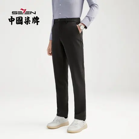 柒牌西裤男商务休闲2021冬季新品厚款微弹青年加绒直筒西装长裤子图片