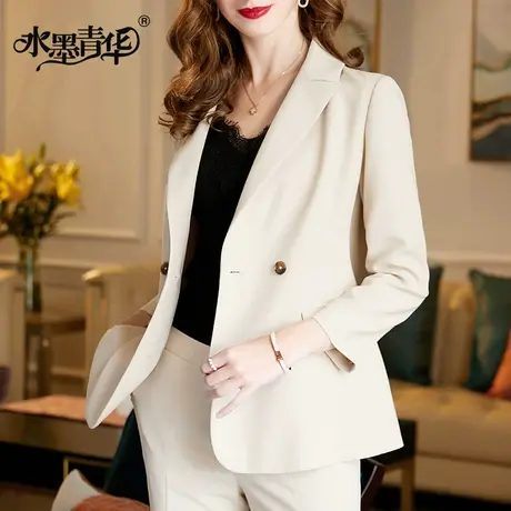 【1件7.9折】冬装新款时尚外套简约修身短款百搭长袖女小西装图片