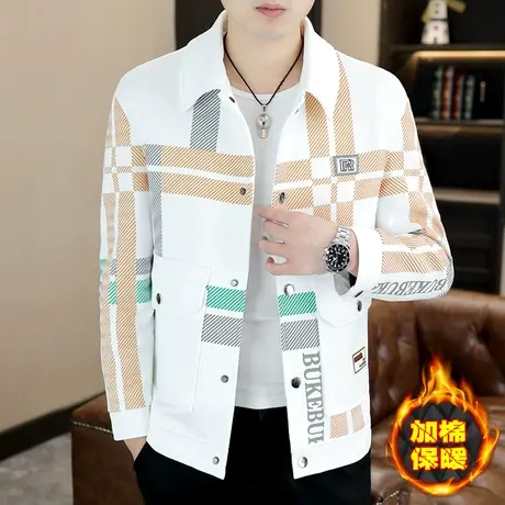 潮牌冬装加棉加厚外套男款痞帅气翻领褂子BF肌理感春季高级感夹克商品大图