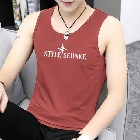 莫代尔背心男夏季冰丝凉感无袖t恤健身跨栏运动篮球坎肩速干吊带商品大图