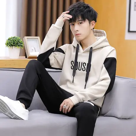 青少年秋季连帽卫衣男士外套初中高中学生套装潮流帅气秋装上衣服商品大图