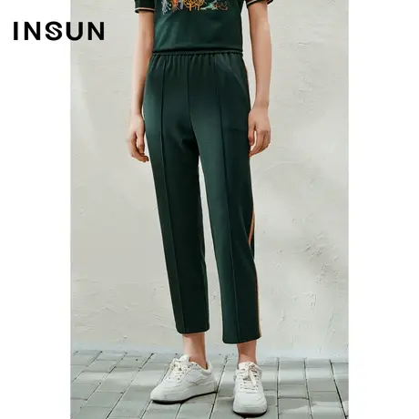 INSUN恩裳线上专选夏季挺括有型直筒冰丝休闲裤商品大图