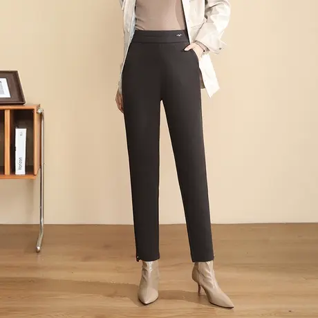 毛呢小脚裤女秋冬2023新款高腰显瘦休闲裤时尚通勤小个子职业裤子图片