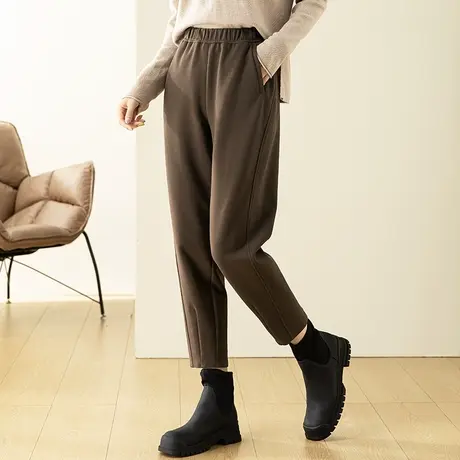 美拉德咖色裤子女秋冬加绒女裤哈伦裤萝卜裤运动裤加厚卫裤休闲裤商品大图