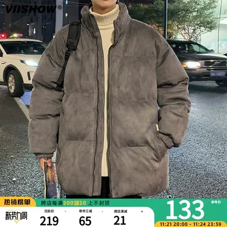 VIISHOW麂皮绒棉衣男士冬季面包服美式宽松立领外套加厚羽绒棉服商品大图
