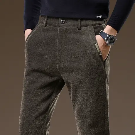 弹力直筒抓绒保暖休闲裤子秋冬款男士高端正装西裤冬季男款西装裤商品大图