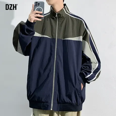 男士休闲立领外套男潮高级感2023新款美式冲锋衣男款大码男装夹克商品大图