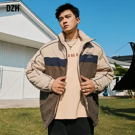 男士撞色拼接棉服男潮牌冬季2024新款情侣装冬装保暖外套棉衣夹克商品大图