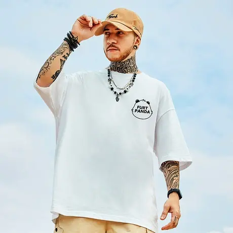 2024新款夏季简约胖人短袖T恤男加肥加大码宽松圆领纯棉胖子半袖商品大图