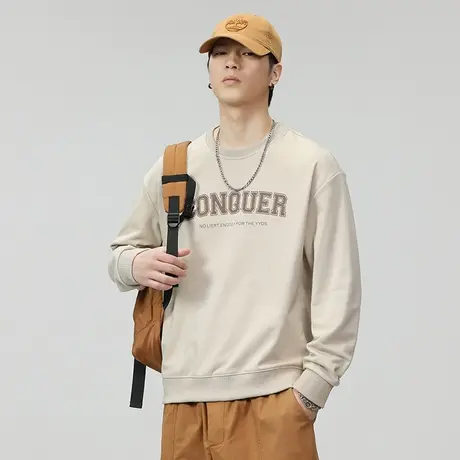 百搭字母印花长袖卫衣圆领大码男士休闲卫衣宽松春秋款休闲卫衣图片