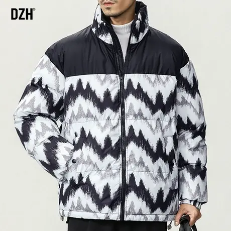 男士满印立领棉服男潮牌冬季2024新款加厚保暖棉衣外套男款面包服商品大图