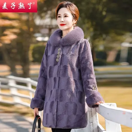 2023冬季新款妈妈装仿水貂绒保暖大衣外套气质中老年人女装棉袄服图片