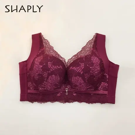 Shaply/莎莲妮红色调整型文胸蕾丝性感聚拢胸罩上托大码薄杯内衣商品大图