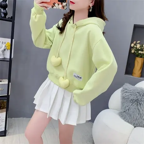 设计感洋气连帽卫衣女春秋2023新款韩版宽松ins潮短款小个子上衣商品大图