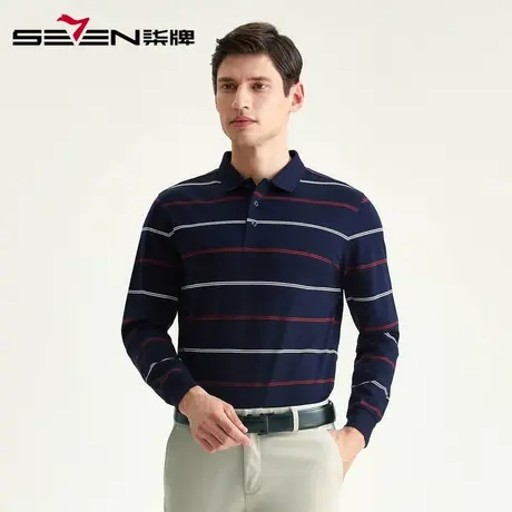 柒牌男装polo衫商务清仓时尚长袖衬衫秋冬男士休闲长polo衫上衣图片