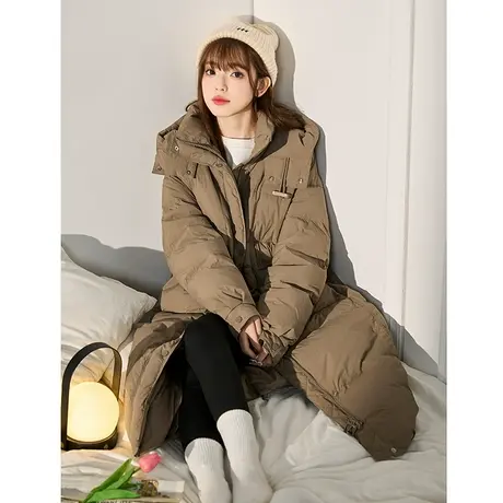 唐狮冬装新款羽绒服女长款连帽高级感超好看宽松保暖加厚外套1.25商品大图