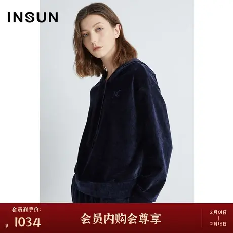 INSUN恩裳冬季双面绒保暖弹性百搭休闲卫衣商品大图