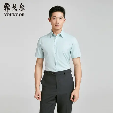 雅戈尔 商场同款男浅绿素色DP系列短袖衬衫YSTP120692SBA商品大图