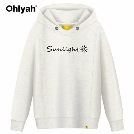 Ohlyah品牌连帽衫卫衣女装字母英文sun太阳印花宽松长袖班服定制商品大图