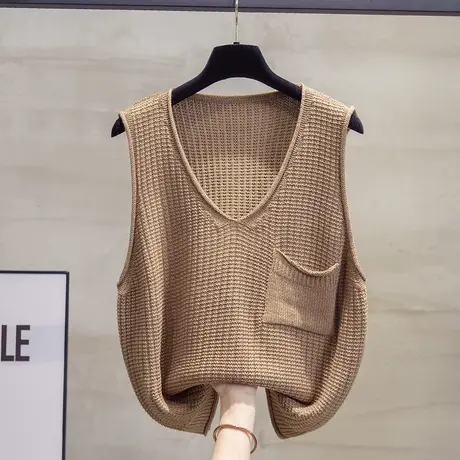 v领针织马甲背心女2023秋装新款宽松外穿马夹叠穿外搭毛衣坎肩潮图片