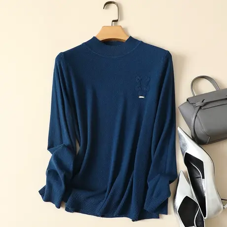 清仓！半高领毛衣套头打底衫女春装新款内搭宽松百搭洋气针织衫女商品大图