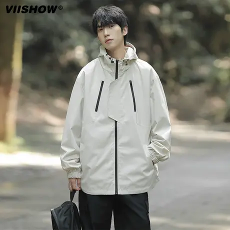 VIISHOW外套男山系冲锋夹克2023新款春秋款宽松潮牌工装户外夹克商品大图