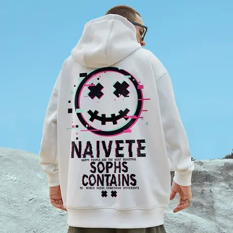 国潮oversize潮牌街头鬼脸连帽卫衣男潮加肥加大潮流加绒宽松外套商品大图