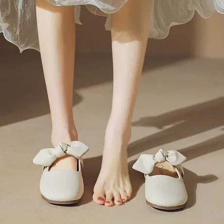 包头半拖鞋女外穿2023新款春夏季网红平底懒人孕妇鞋仙女风凉拖鞋商品大图