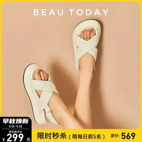 BeauToday凉鞋女2023夏季新款BT厚底罗马凉鞋法式平底鞋时装凉鞋商品大图