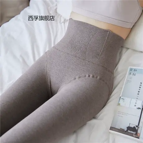 鱼骨高腰收腹打底裤女外穿大码棉加厚薄绒透灰压力连裤袜一体秋冬商品大图