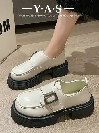 爆款小皮鞋女款2024新款春秋季时尚乐福鞋英伦风小个子厚底单鞋潮商品大图
