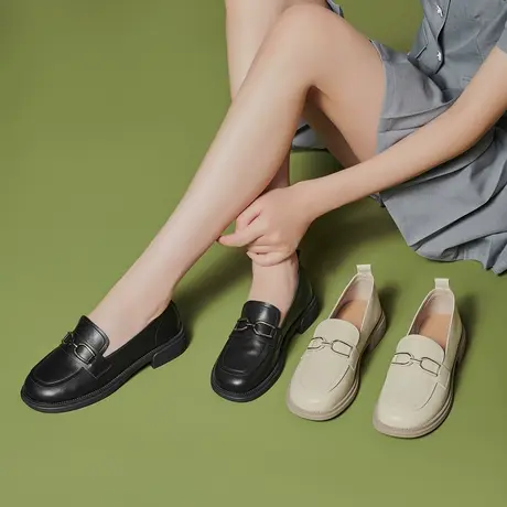 戈美其乐福鞋女2023年秋季新款软底一脚蹬工作鞋透气百搭时尚单鞋商品大图