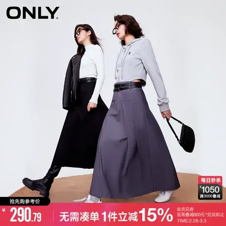 ONLY冬季复古学院风高腰百褶裙半身裙女|123316014图片