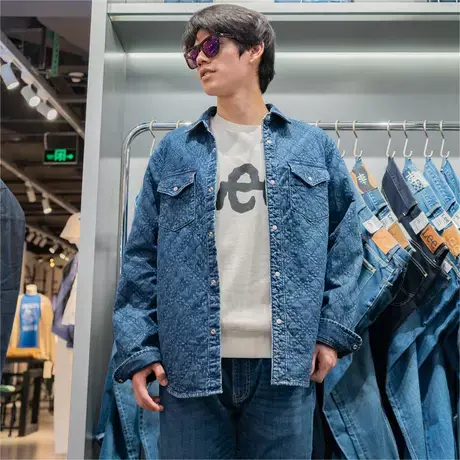 Lee商场同款23秋冬101+牛仔夹棉衬衫外套男LMT0063215FQ00FA03915图片