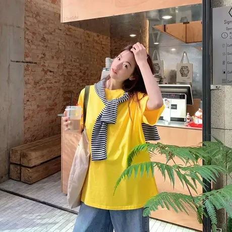 2023年新款春夏季情侣女装别致小众设计感潮ins上衣服正肩短袖t恤图片