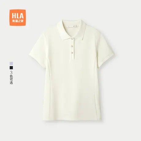 HLA/海澜之家休闲短袖POLO衫弹力25春夏新款直筒微弹翻领上衣女装商品大图