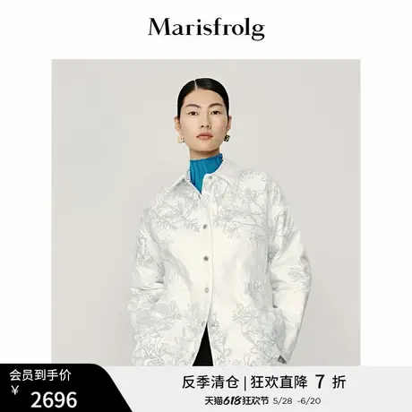 【衬衫式外套】玛丝菲尔羽绒服冬季新轻薄印花白鹅羽绒服商品大图