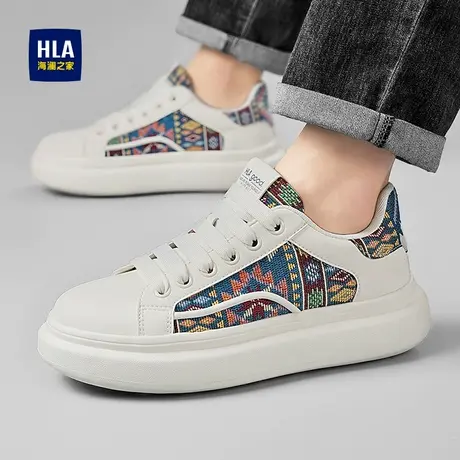 HLA/海澜之家男士设时尚计感板鞋拼接透气小白鞋百搭父亲节礼物商品大图